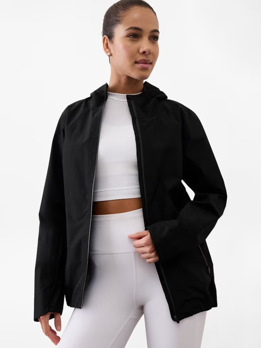 New Athleta XS RainOut Traverse Jacket Black Rain Coat X-Small Regular